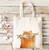 Bolsa de Tela Impresa por Ambos Lados Bolsa de Compras Tote Bag Bolsa de Compras de Lona Reutilizable Lista para Usar Dropshipping