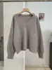 KEKEZOON Suéter de Punto Acanalado de Color Sólido con Cuello en V para Mujer Otoño Invierno Engrosado Manga Larga Holgado Tendencia 9292