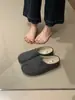 Sapatos Birkenstock de Lã Retro com Pelúcia Femininos 2026 Outono/Inverno Solado Grosso Sapatos Quentes de Pelo Para Usar Externamente Bico Dividido Meio Chinelos Sapatos de Algodão