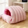Cama para mascotas desmontable, adecuada para todas las estaciones, engrosada y cálida, saco de dormir para gatos con rejilla cerrada, cama multifuncional para perros