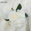 Rosa de imitación europea, 5 rosas búlgaras, accesorios de fotografía para bodas, flores falsas, comercio exterior al por mayor