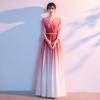 Traje de Actuación de Coro Grande Vestido Largo para Mujer Nuevo Anfitrión Adulto Director Estudiante Vestido de Recitación Traje de Actuación de Canción Rojo