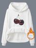 Suéter con capucha y estampado de cerezas para mujer, jersey sencillo de manga larga, disponible en stock, para ocio transfronterizo de eBay, Europa y América.