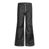 Calça jeans boca de sino original com zíper e botão para homens, design casual com vibe hippie trendy, perna larga, calça comprida
