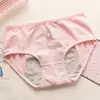 Roupa Íntima Algodão Antibacteriana Desenho Período Fisiológico Respirável Sem Costura Calça Fisiológica Anti-Vazamento Lateral Virilha Calcinha Menstrual Feminina
