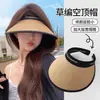 Sombrero de Sol Calado para Mujer de Verano de Paja de Vinilo Anti-UV Sombrero de Sol Profesional de Ala Ancha Sombrero de Sol Cubre Rostro