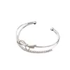 Pulseira Aberta Dupla Camada com Laço de Zircônia Estilo Coreano Pulseira Simples Ins Versátil Pulseira de Toque Leve de Luxo Alta Qualidade