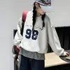 Sudadera para niña, nuevo otoño 2026 estilo coreano con estampado de letras, jersey casual de corte holgado para primavera y otoño, moderna para niños mayores