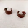 Pendientes de Plata de Ley 925 con Aguja, Color Caramelo de Verano, Gota de Aceite Irregular en Forma de C para Mujer, Pendientes Versátiles y Elegantes para el Uso Diario de la Mujer