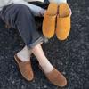 Pantuflas Planas Estilo Muller con Punta Cerrada, Zapatos de Mujer de Gama Alta Hechos a Medida de Fábrica OEM de Guangzhou, Medias Pantuflas de Cuero Genuino Hechas a Medida