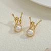 Novos Ins Brincos de Pérolas Elegantes de Alto Nicho Elegantes e Combinados Redondos Fortes Brincos de Pérolas Shijia Brancas Claras