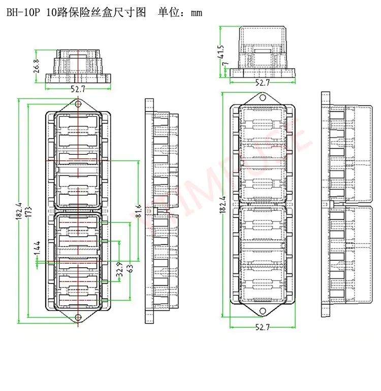 云恬电子-BH-4681012P汽车多路保险丝盒
