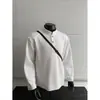 Camiseta Masculina Longa Despojada Tendência 270g, Top Casual Desconstruído de Outono, Camiseta Básica Estilo Americano Pesada com Patchwork G