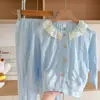 Pijama de Algodón Nube para Niños y Niñas, Verano Delgado Estilo Princesa Cómodo Conjunto de Ropa para el Hogar