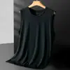 Chaleco de Seda de Hielo para Hombre Camiseta de Malla sin Mangas Versátil Holgada Talla Grande Cuello Redondo Camiseta Interior Chaleco de Seda de Hielo sin Mangas