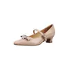 Zapatos Mary Jane de Dos Formas de Usar con Tacón Grueso, Nuevo Estilo Punta Cuadrada Suave Estilo Francés, Zapatos de Piel de Oveja con Mariposa de Pedrería para Mujer