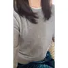 Outono Inverno 2026 Nova Cor Bloco Camada Dupla Gola Redonda Suéter de Lã Pura Feminino Pulôver Estilo Coreano Solto Camada Base Suéter de Tricô