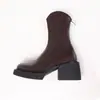 Botas femininas Chelsea de salto alto, novas botas da moda 2026, salto grosso, cano curto, sola grossa, botas emagrecedoras com corte em V