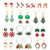 Brincos de Natal Laço Sino Liga Árvore de Natal Papai Noel Conjunto Combinado Brincos de Natal
