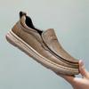 Estilo Retro Tendência Slip-On Slip-Ons, Sapatos Casuais de Couro Respiráveis de Corte Baixo, Slip-On de Tamanho Grande Cross-Border com Sola Grossa para Entrega