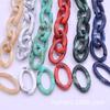 8398-Anel de abertura inclinado de duas cores 19*35 Bolsa de fivela de corrente destacável oval com brincos de corrente Material de sapato Acessórios de colar