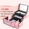 Estuche cosmético simple para mujer portátil de gran capacidad portátil multicapa Cosméticos Uñas tatuaje caja de herramientas con cerradura al por mayor