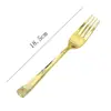 Cuchillo, Tenedor y Cuchara Dorados Desechables Set de Vajilla de Plástico Suministros para Fiesta de Cumpleaños Boda Cuchillo, Tenedor y Cuchara Estilo Occidental Dorado Rosa