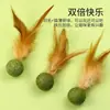 Nova bola de catnip, bola de brinquedo de pena para gatos, petisco para gatos, bola de grama de menta para gatos para limpar os dentes e mastigar, ajuda a gastar energia