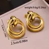 Brincos Vazados de Aço Inoxidável 304 Banhados a Ouro 18K para Mulheres, Populares na Europa e América, Brincos de Exportação de Alta Qualidade, Tarraxas de Círculo
