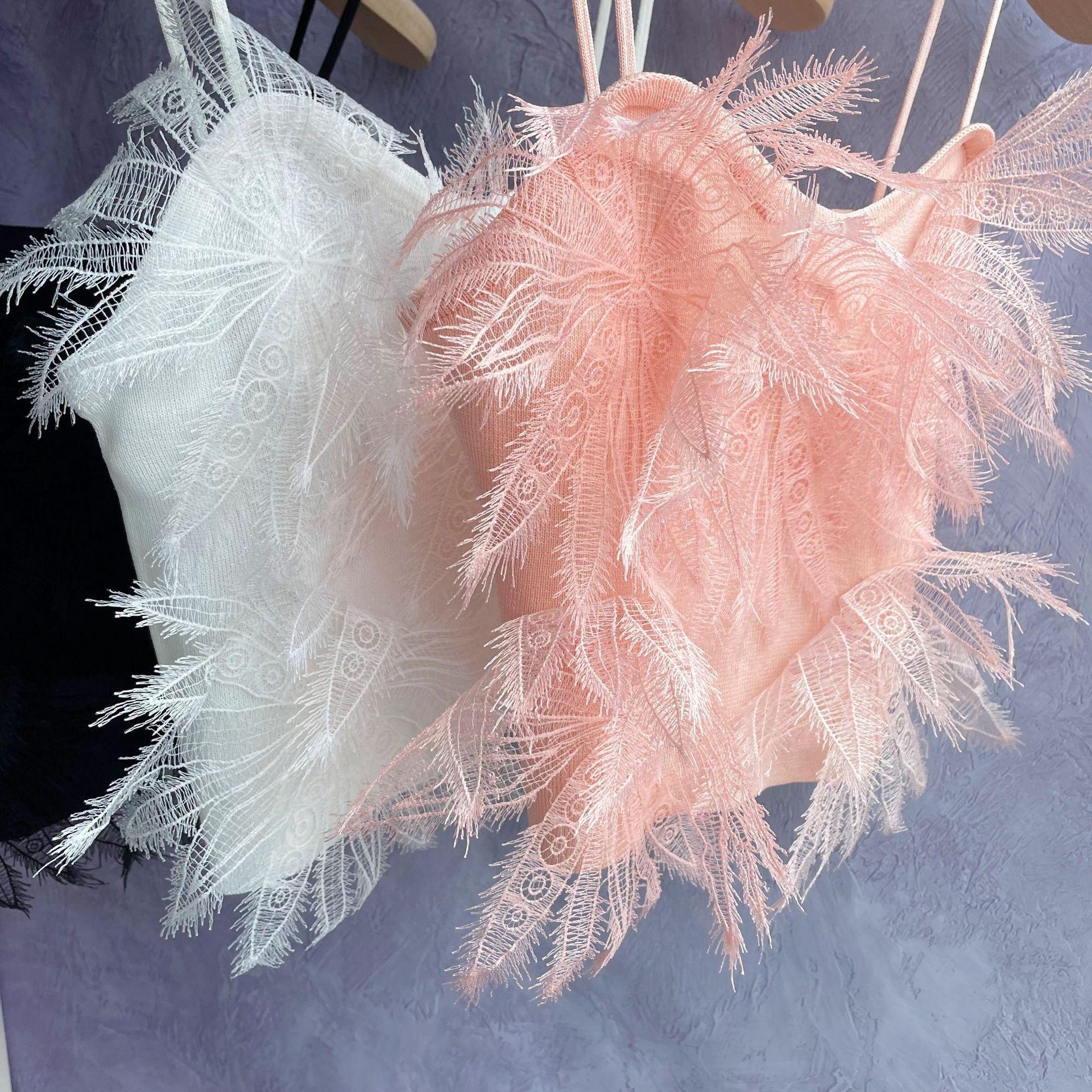 Z-3-30-1  蕾丝羽毛吊带背心 (13)