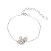 Conjunto Cisne de Pó de Diamante Zircônia Cisne Pequeno Meia Lua Brincos Anel Pulseira de Cristal Rosa