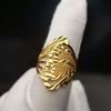 Anillo de Oro Aluvial para Mujer que No Se Desvanecerá por Mucho Tiempo, Diseño de Nicho de Alta Gama Abierto, Accesorios Exagerados Retro Imitación Oro, Producto Nuevo
