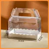 Caja de embalaje para rebanada de pastel Empaque para mousse Triángulo de milhojas Caja transparente para postre de 8 pulgadas 2 pasteles pequeños empaque individual