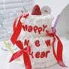 Adornos para Decoración de Pastel de Año Nuevo Mingkang Plástico Blando Letras Rojas de Feliz Año Nuevo Decoraciones Festivas de Año Nuevo