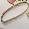 Collar Corto de Imitación Perla de Vidrio para Mujer Versátil Joyería de Perlas Cadena para Suéter DIY Clavícula Estilo Coreano Moderno Estilo Nacional
