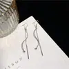 Pendientes Largos con Borlas Elegantes Simples Línea S Coreanos 2023 Nueva Moda Distintivos Pendientes y Clips para Orejas Versátiles para Mujeres 799