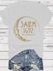 Camiseta Casual Feminina de Verão Europeia e Americana da Amazon com Padrão de Lua, Gola Redonda, Manga Curta, Moda Estrangeira Explosiva