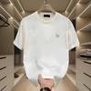 Camiseta Marca de Moda de Alta Gama Manga Corta para Hombre Verano 2025 Nueva Ins Suelta Delgada Cuello Redondo Algodón Puro Guapo Top Camiseta
