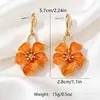 Pendientes de estilo europeo y americano transfronterizos, pendientes de botón con diseño geométrico floral de goteo de aceite para mujer, pendientes versátiles y de alta gama de nicho al por mayor