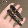 Presilha de Cabelo Elegante Versátil Cinza-Prata com Strass de Alta Qualidade Presilha Reta para Nuca Acessórios Exquisitos de Bico de Pato