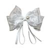 Estilo Super Fada Renda Organza Laço Multicamadas Presilha de Primavera Fita de Pérola Elegante Estilo Mori Acessórios de Cabelo para Dama Grampo de Cabelo