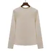 Camisa Base Térmica de Lã Polar Outono e Inverno para Mulheres, Estilo Básico para Outono e Inverno, Gola Redonda, Ajuste na Cintura, Espessada, Escovada, Manga Longa