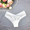 Tanga de encaje con patrón de flor hueca para mujer, tanga de espalda en T para chica joven, tanga con fuelle de algodón para mujer