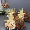 Decoração de casamento arranjo de parede de flores artificiais na cor champanhe fundo de palco placa KT arranjo de chão flores artificiais