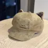 Sombrero Bordado de Orejas de Gato Lindas de Dibujos Animados para Mujer, Ala Ancha, Sombrero Octagonal Adelgazante, Sombrero de Pintor a la Moda, Boina Pato