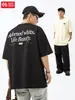 Camiseta Estampada de Manga Curta Hanlu Masculina Estilo High Street Americano Nova Tendência Nacional Primavera e Verão Algodão Puro Solta Hip-Hop Camiseta Q