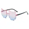 Gafas de Sol Populares Transfronterizas con Forma de Gato para Niños, Gafas de Sol sin Montura Degradadas, Gafas de Decoración para Fotos para Niños y Niñas al por Mayor