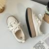 Zapatillas de Felpa Blancas Cremosas Estilo Hong Kong Casual con Jeans Zapatos Blancos Casuales y Cómodos B-9391