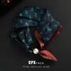 Collar de Perlas con Cierre Magnético Negro Bufanda Larga de Seda Pequeña Protector de Cuello para Mujer Bufanda Versátil Bufanda Perezosa para el Cuello Regalo para Personas Mayores