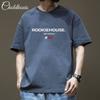 Camiseta de manga curta masculina, moda verão, marca da moda masculina, 2025, novo estilo Hong Kong, camiseta solta de meia manga, algodão americano